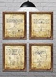 Gifts for Pilots! - Wright Brothers Flyer Patents - First Flight - Set of Four - 8x10