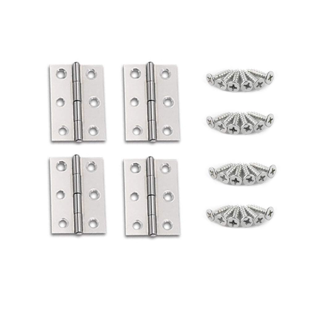 YOFASEN Stainless Steel Bearing Hinges - Home Furniture Door Hinges Cabinet Drawer Hinges Small Hinges with Matching Fixing Screws, Silver, 2.5 Inch(55 * 34 * 1.0mm) - 4pcs