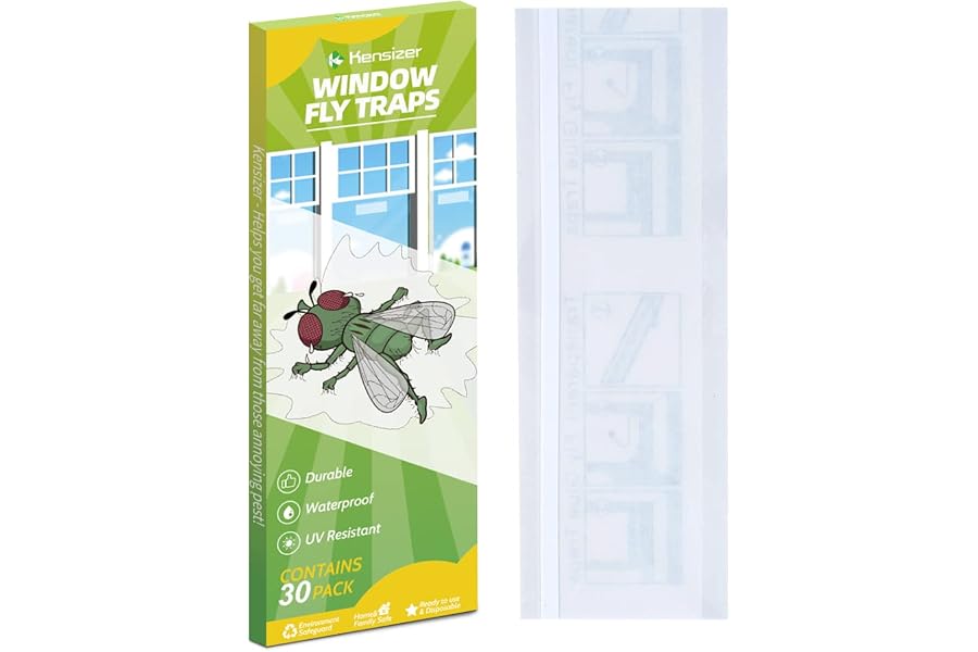 Kensizer 30-Pack Window Fly Traps for Indoors, House Fly Trap | Fruit Fly Traps for Indoors, Paper Sticky Strips, Fly Catcher Clear Windows Trap, House Fly Killer, Lady Bug Traps