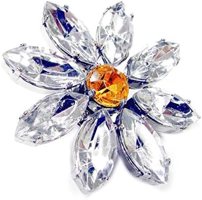 Linpeng FSBR-13-White Multi-Purpose Flower Shape Acrylic Jewel Stone Pin Brooch