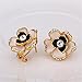 Scheppend 18k White Gold Plated Flower Shaped with Black or yellow Color Earring Stud