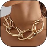 GIGB PBDK Chunky Gold Necklaces for Women Exaggerated Large Chain Choker Necklace Irregular Geometric Round Statement Necklace Trendy Hip Hop Jewelry Accessory