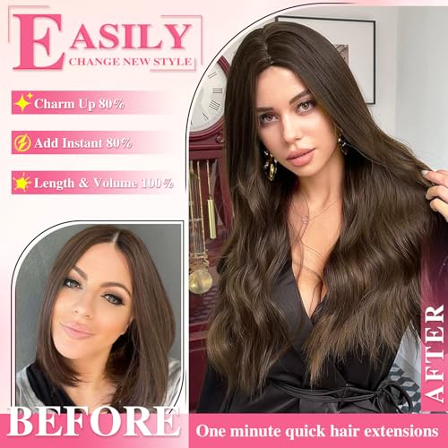 Yuniffe Clip in Hair Extensions Human Hair 14 Inch 120g 8pcs Meduim Brown Hair Extensions Clip in Human Hair Double Weft Silky Straight Human Hair Extensions #4