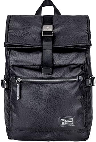 Roll Top Backpack Men & Women - Mygreen Durable High Quality Polyester Daypack - Fashion 18-22 Litre Rucksack Day-to-Day Bag - Water-Repellant & Very Flexible Black