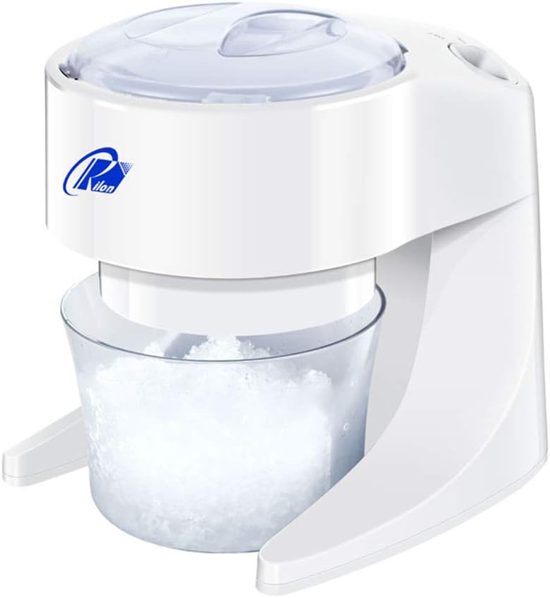 40W Electric Ice Crusher, Shaver Snow Cone Maker Machine PP for Home Kitchen, White, 21 x 24 x 24 cm
