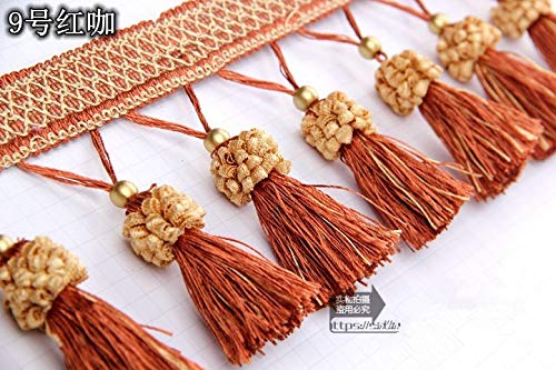 Lace - 12 Meters/lot Hot Sale Globule Curtain Tassel Fringe European-Style Curtains Lace Trim for Sewing Fabric Accessories Decoration - (Color: Rice Wine)