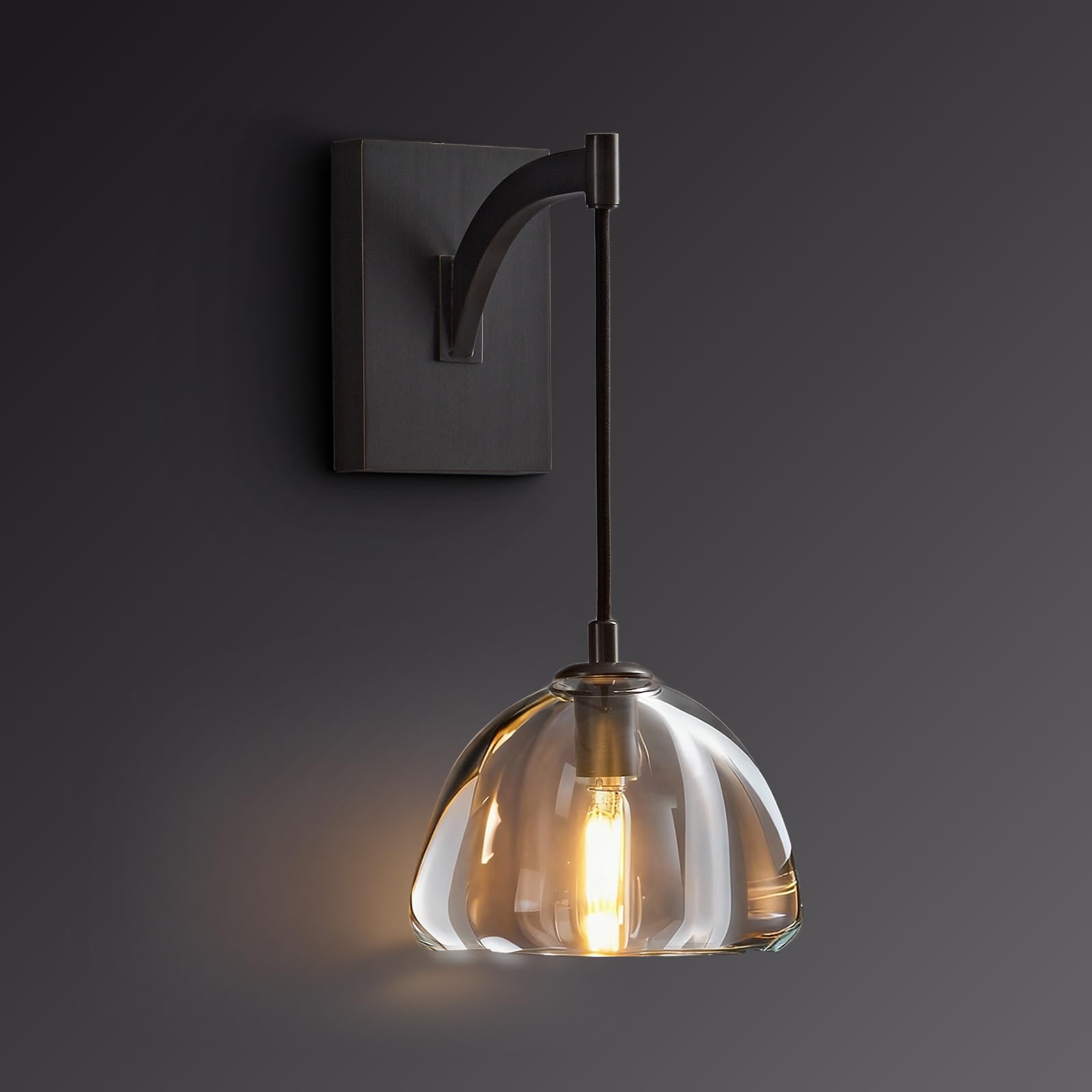 Photo 1 of housondmy Modern Crystal Dome Wall Sconce Hardwired, Black Bathroom Vanity Sconce Light for Bedroom/Living Room/Hallway/Stairs, Crystal Black Wall Sconce, E12 Bulb Included