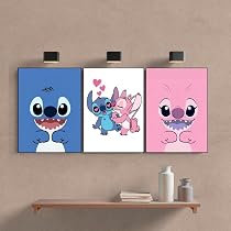 Kit Quadros Decorativos Mosaico 3 Peças Trio Stitch e Angel Dia ...