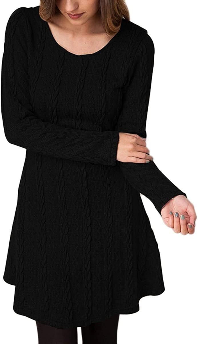 Suéter De Las Señoras Vestido Ropa Cuello Festiva De Redondo Larga Una