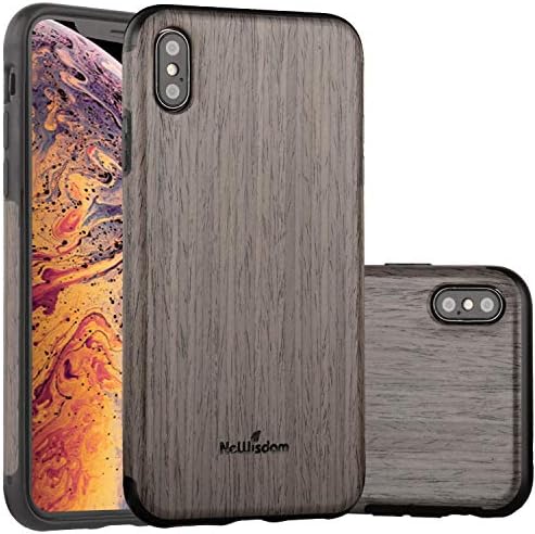 NeWisdom iPhone Xs Max Case Wood, new iPhone XS Max Wood Case Unique Slim Thin Soft Protective Anti-Shock Shockproof (6.5" iPhone 2018 BlackRose)