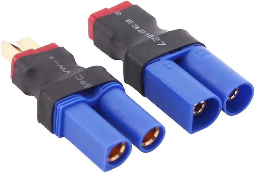 OliRC 4pcs EC5 to T-Plug Deans Style Male Female RC Connector Adapter(C82-4), Blue and Red, Small - Image 4