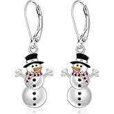Snowman Christmas Earrings for Women Sterling Silver Snowman Earrings Holiday Winter Drop Dangle Xmas Jewelry Birthday Christmas Thanksgiving Gift