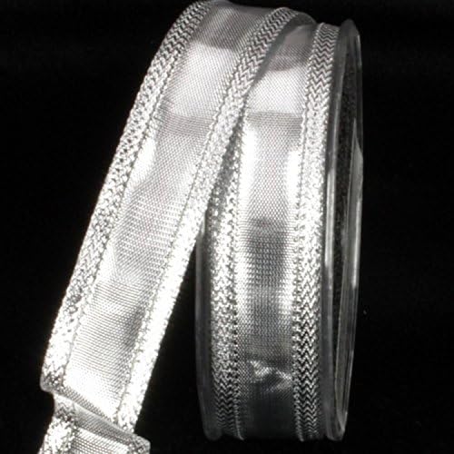 Pack of 4 Metallic Silver Chefron Lame Craft Ribbon 7/8" x 108 Yards