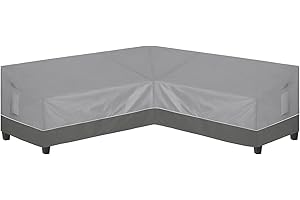Easy-Going Outdoor V-Shaped Sectional Sofa Cover 85"X85" UV Resistant Patio Sectional Couch Cover Waterproof Lawn Patio Furniture Cover, Gray/Dark Gray