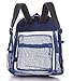Clear Mesh Backpack For Kids Men & Women By Bravo - Large School & Travel Bag - Stylish Transparent See Through Design - Comfortable Padded Shoulder Straps - Utility Pocket & Bottle Holders (Blue)
