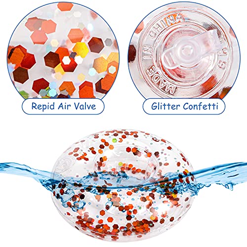 FUTUREPLUSX Inflatable Drink Holder, 12PCS Sparkling Confetti Drink Pool Floats Cup Holder Floats Inflatable Floating Coasters for Pool Party Water Fun Kids Bath Toys Shower
