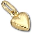 FindingKing 14K Yellow Gold Puffed Heart Charm Pendant Jewelry 8 x 6mm (.31" x .24"), Yellow Gold