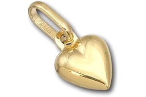 FindingKing 14K Yellow Gold Puffed Heart Charm Pendant Jewelry 8 x 6mm (.31" x .24")