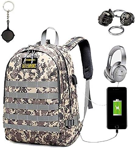Miaba PUBG Level 3 Backpack, Waterproof Camouflage Laptop Backpack, Tactical Laptop Backpack with USB Charging PUBG Bag for Hiking, Climbing, Camping
