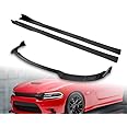 Q1-TECH, 9-Piece Front Bumper Lip & Side Skirt Extensions Diffuser Compatible with 2015-2021 Dodge Charger SRT Only, Front Bumper Lip Spoiler Air Chin Body Splitter ABS (Matt Black)