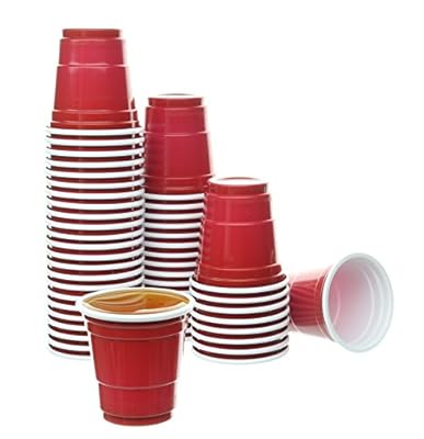 Party Bargains Mini Red Disposable Shot Glasses | Plastic Shot Cups, Jello Shots, Jager Bomb, Beer Pong, Perfect Size for Serving Condiments, Snacks, Samples and Tastings - 2oz | Pack of 120.
