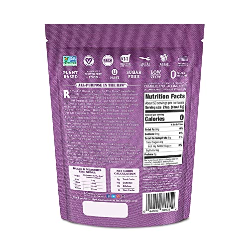 ALL-PURPOSE IN THE RAW ZERO CALORIE SWEETENER BLEND, 14 OZ. BAG, TASTES JUST LIKE REAL SUGAR, NATURAL SWEETENER MADE WITH MONK FRUIT, STEVIA, ALLULOSE AND ERYTHRITOL
