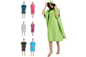 CAREWORX Surf Beach Poncho Wetsuit Changing Towel Bath Robe with Hood for Surfing Swimming Bathing Adults Men Women -One Size Fit All (Green)