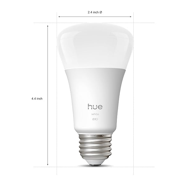 PHILIPS HUE SMART LED A19 BULB 2-PACK, WARM WHITE LIGHT 2700K, E26 BASE, 9W, 810 LUMENS, DIMMABLE, WORKS WITH ALEXA, GOOGLE ASSISTANT, AND APPLE HOME