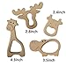 Large Wood Teething Toys for Infant - Natura Wooden Teether Rings by Hombae, Wooden Teether Animals for Toddler, Soothing Pain Relief Toys, Baby Shower Gift (Giraffe, Cow, Hippo, Deer, 4Pack)