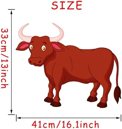Zipei Taureau Dessin Anime Mignon Animaux Mur Art Stickers Pour Enfants Chambre D Enfant Chambre Decor A La Maison Vinyle Sticker Mural Amovible Papier Peint Amazon Fr Cuisine Maison