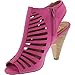 Womens Cut Out Strappy Buckle Sling Back Chunky High Heel Sandals
