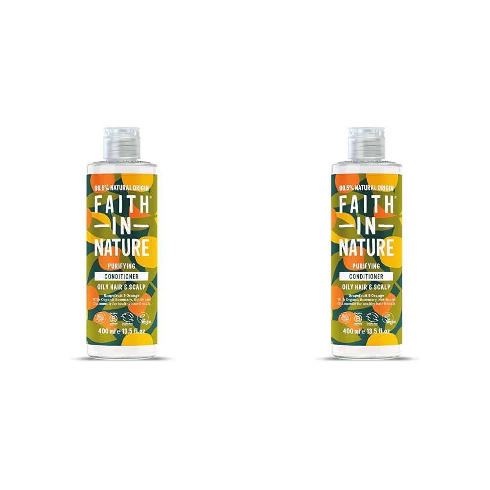 Faith In Nature Natural Grapefruit & Orange Conditioner, Purifying for Oily Hair & Scalp, Vegan & Cruelty Free, No SLS, Silicones or Parabens, 400ml (Pack of 2)