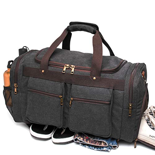 BLUBOON Canvas Duffel Bag Vintage Weekender Overnight Bag Travel Tote Luggage Sports Duffle