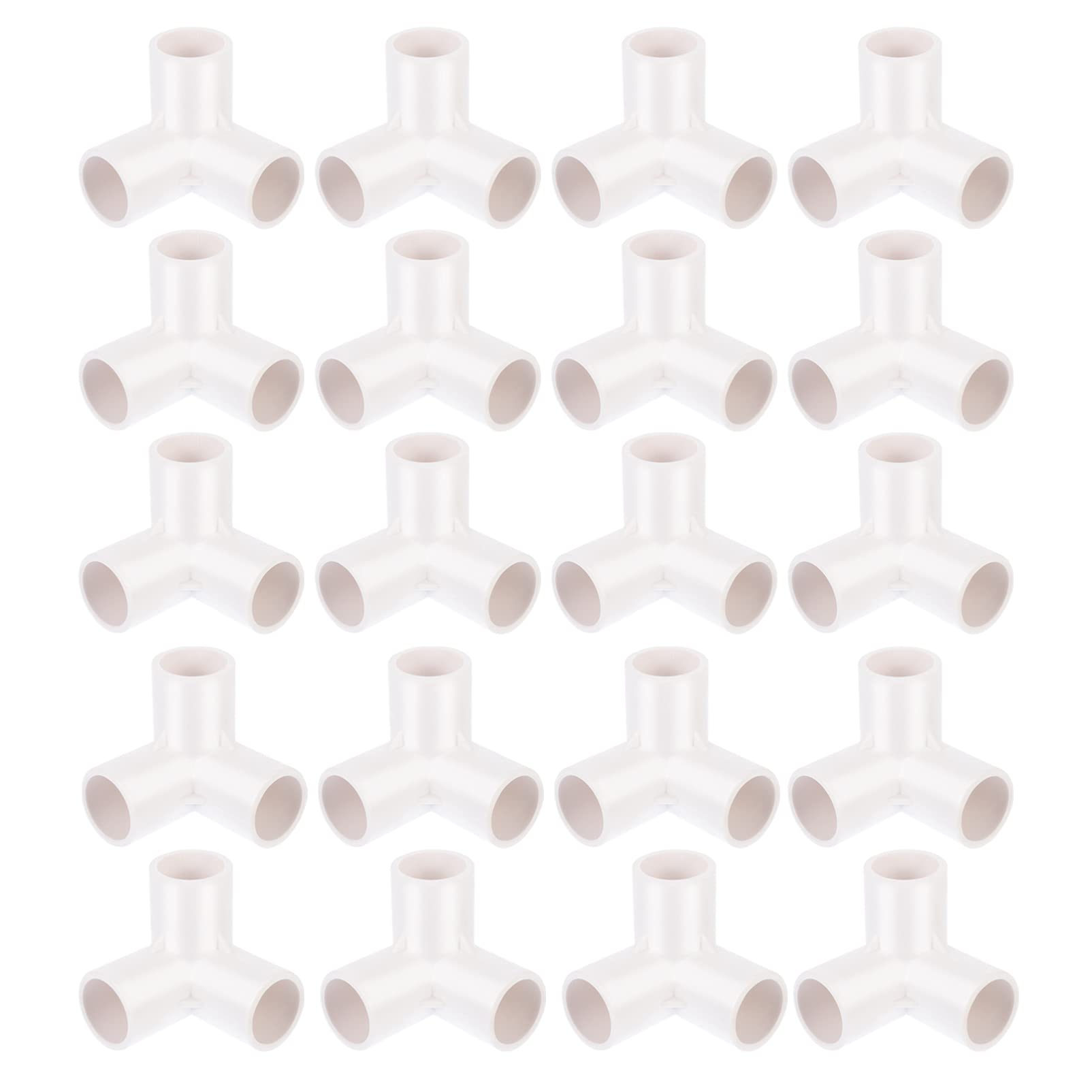 20 Pcs PVC Elbow Corner Tee Fitting 3 Ways Elbow Corner Side Outlet Tee Fitting Connector for Furniture Greenhouse shed Fittings 20mm White
