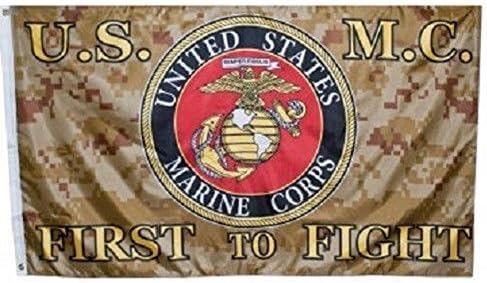 3x5 US Marine Corps Marines USMC Seal First to Fight Camoflauge ACU Desert Camo Flag 3'x5' Banner with Brass Grommets by Novelty Stores Online