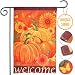 AerWo Welcome Pumpkin Fall Garden Flag 12"&times;18", Double-Sided Decorative Fall Autumn Harvest Yard Flag (Pumpkin, Sunflower & Welcome)