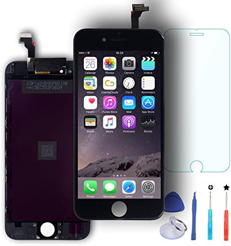 iPhone 6 Screen,DAMPO Replacement LCD Display Touch Screen Digitizer Frame Assembly Full Set for iPhone 6 4.7"(Not for 6s/6 Plus)with Tool Kits and Glass Screen Protector-Black