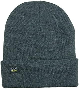 Mens Insulated Thermal Fleece Lined Comfort Daily Soft Beanies Winter Hats (Gray Fold over hat)