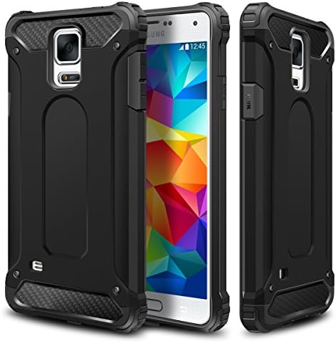 Galaxy S5 Case,Wollony Rugged Hybrid Dual Layer Armor Protective Back Case Shockproof Cover for Galaxy S5 - Heavy Duty - Slim Hard Shell Protection - Impact Resistant Bumper (Black)