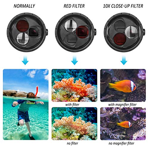 Shan-S Case for GoPro Hero 7 6 5 Black Camera, 45m Waterproof Case Protective Housing 10X Magnifier&Red Filter Underwater Case Shell with Storage Bag for GoPro Hero 7 6 5 Black Camera