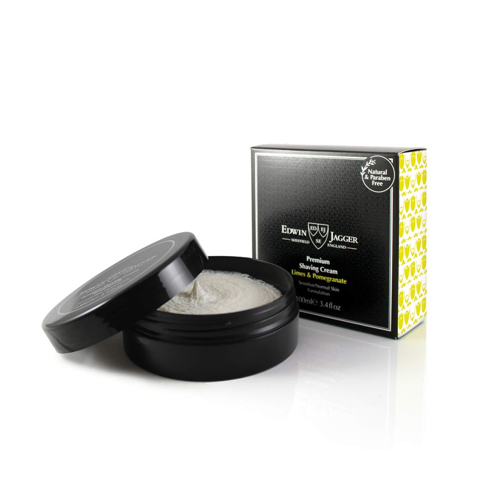 Edwin Jagger SCLP Limes & Pomegranate 99.9% Natural Premium Shaving Cream 100ml Tub