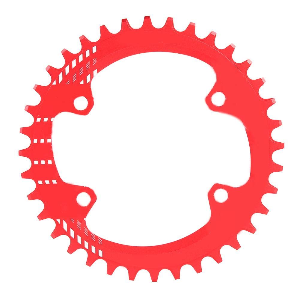 Tbest Narrow Wide Chainring 96mm BCD 32T 34T 36T 38T ycle Single Chain Ring Guard Compatible M6000 M7000 M8000 Mountain Bike (Red/Black, Aluminum Alloy)(36T Red)