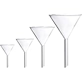 Young4us Glass Funnel Set, 4 Pcs Lab Borosilicate Glass Funnels, 100mm (170mm Length), 75mm (130mm), 50mm (90mm) & 40mm (70mm