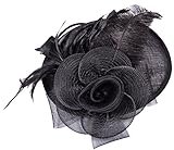 Womens Fascinator Hat with Headband Feather Mesh Flowers