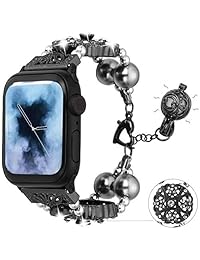 Brione Compatible con Apple Watch Band 38 mm 40 mm, pulsera elegante perla diamante Pulsera iWatch Serie 4 3 2 1 Correa de puño Perfume ajustable Aceite esencial colgante para mujeres Damas