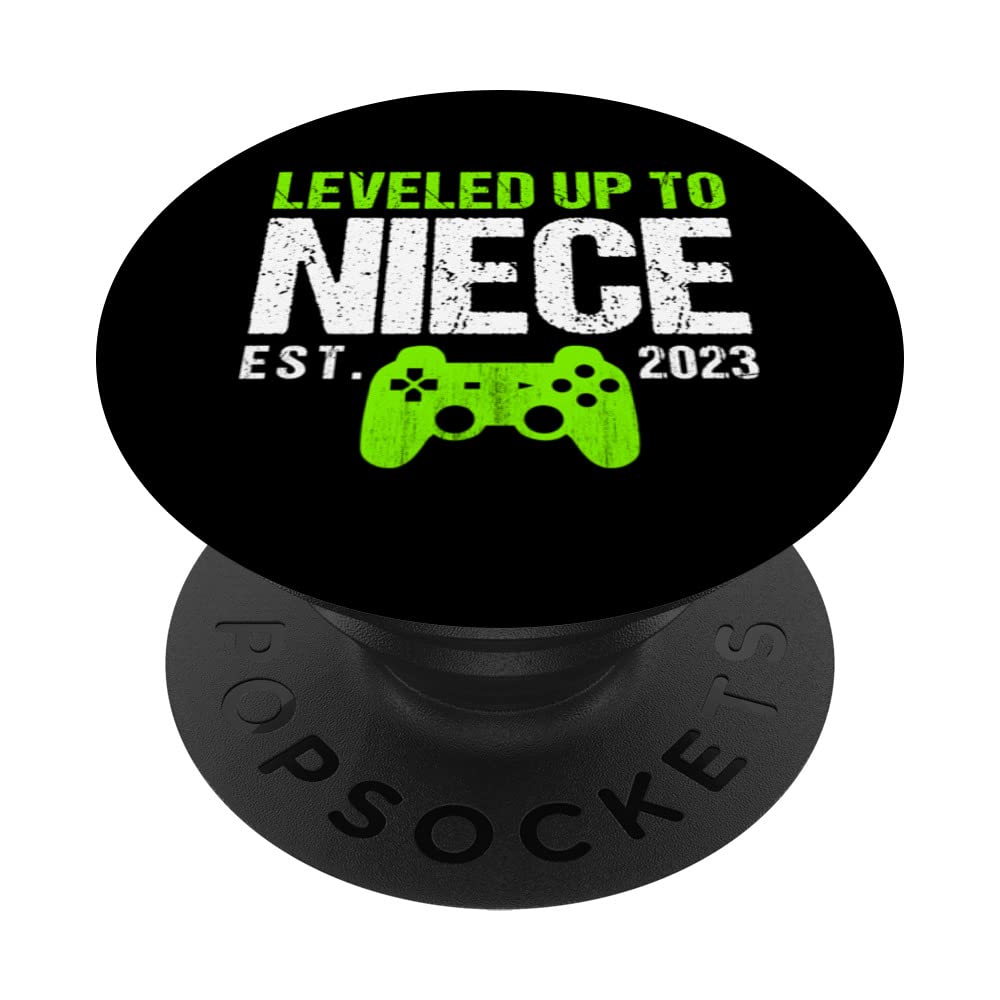 Leveled Up To Niece Est 2023 - Funny New Niece Gamer Vintage PopSockets Swappable PopGrip