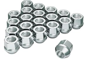 Gaemi 7/16 Open End Chrome Lug Nuts for Aftermarket Wheels,20Pcs 7/16 Lug Nuts Set,3/4" Hex 0.84” Height Conical Seat 60,Sliver