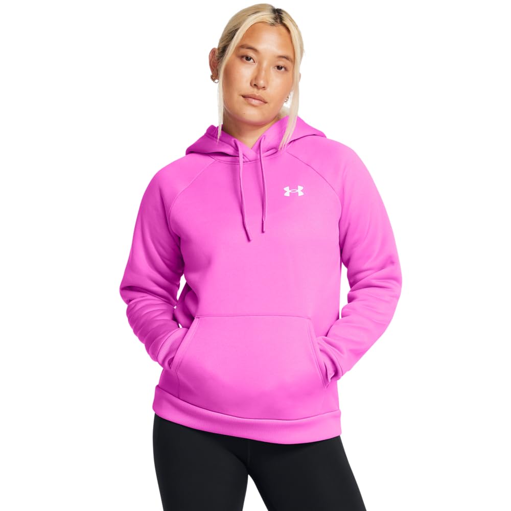Under Armour Women’s Armour Fleece Hoodie, (572) Vivid Magenta / / White, Medium