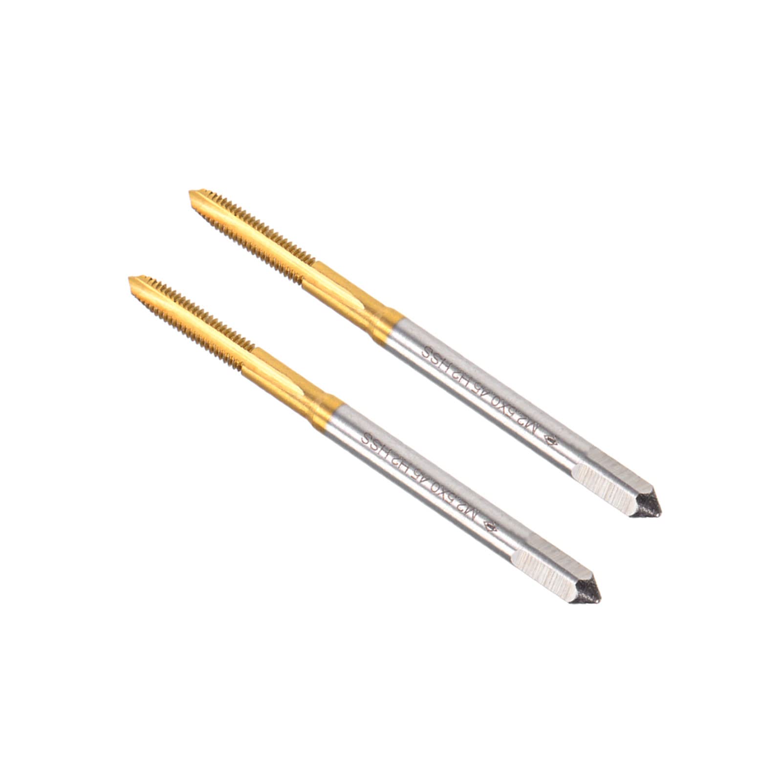 CoCud Spiral Point Taps, Metric M2.5 x 0.45 Thread, Titanium Coated High Speed Steel 6542 Screw Milling Threading Tap - (Applications: for Tapping Drilling Machine), 2-Pieces