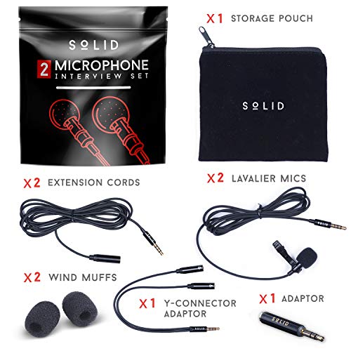 Lavalier Lapel Microphone 2-Pack Complete Set - Omnidirectional Mic for Desktop PC Computer, Mac, Smartphone, iPhone, GoPro, DSLR, Camcorder for Podcast, Youtube, Vlogging, and DJs